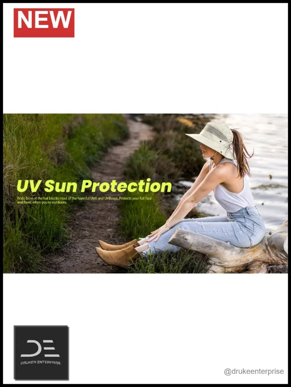 Bucket Hat with High Ponytail Opening, UPF 50+ Sun Protection, Waterproof,